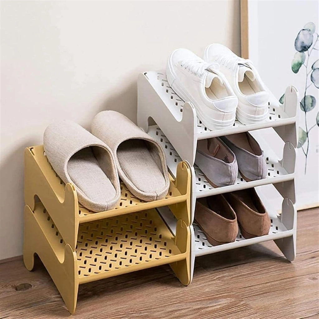 scarpiera Scarpiera per la casa Scarpiera Semplice in plastica impilabile per Uso Domestico Scarpiera a Strati Scaffale per Scarpe (Colore : Colore Giallo)