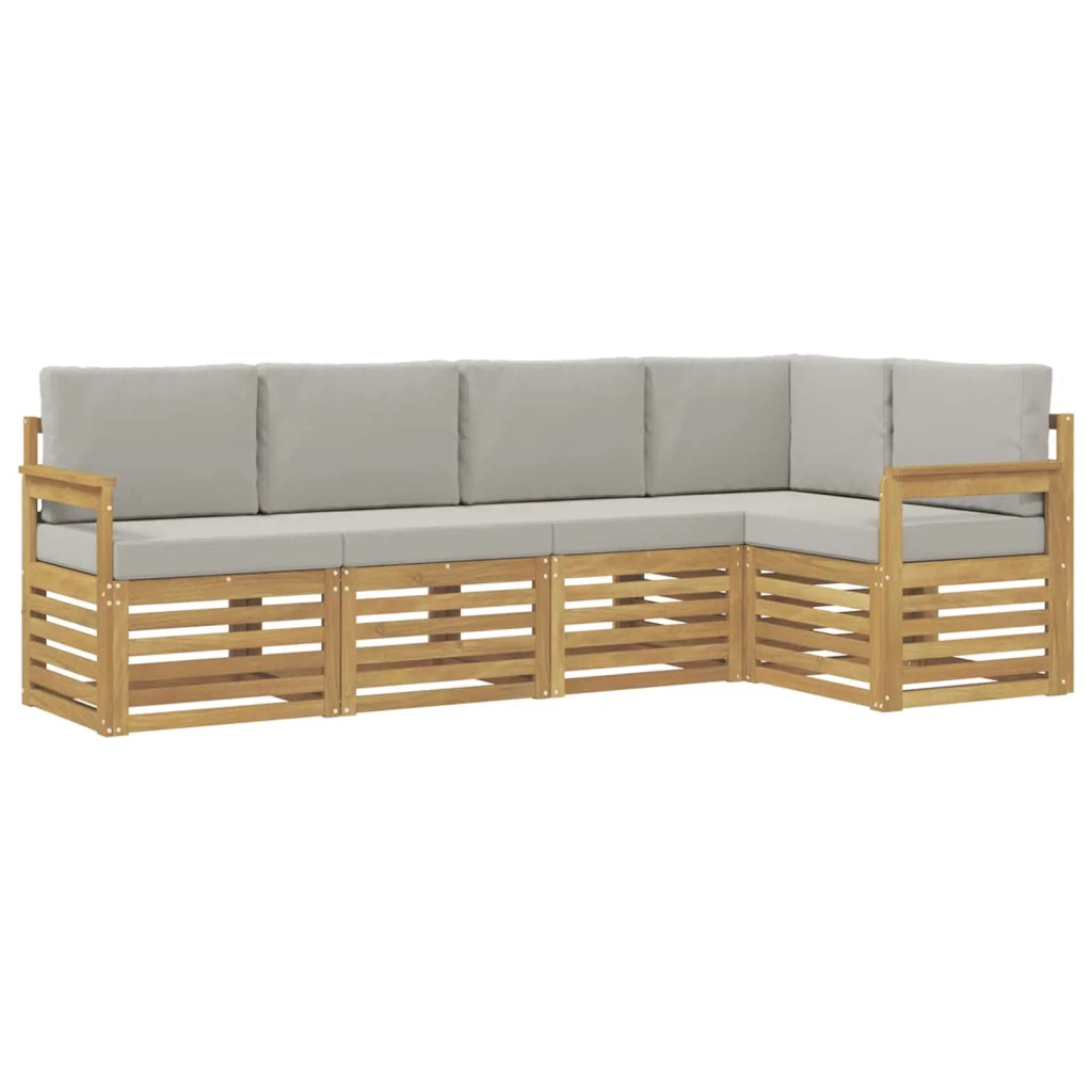 Set di divani da esterno 5 pcs Bianco e Grigio Chiaro