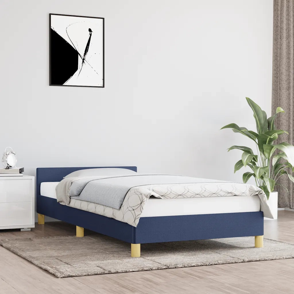 Giroletto con Testiera senza Materasso-Struttura Letto Blu 100x200 cm Tessuto