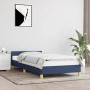 Giroletto con Testiera senza Materasso-Struttura Letto Blu 100x200 cm Tessuto