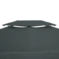 Copertura per Gazebo 4x3 m a 2 Livelli in Poliestere con Cinghie e 10 Fori di Drenaggio, Grigio Antracite