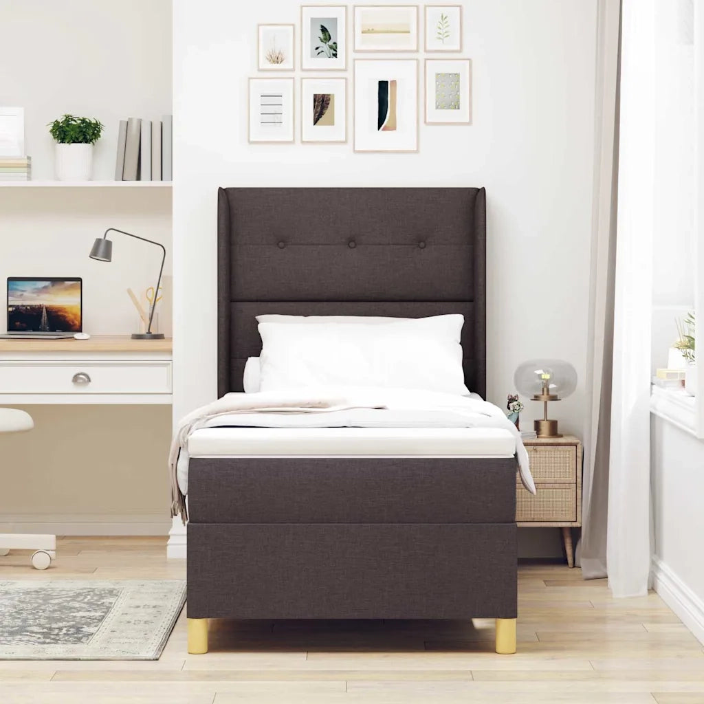 Letto a molle con testiera Marrone Scuro 100 x 200 cm Tessuto 3341822