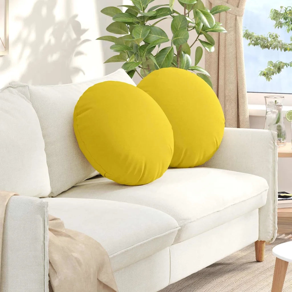 Cuscini per Seduta 2 pcs Giallo Chiaro Ø50 x 19 cm Tessuto 42014166