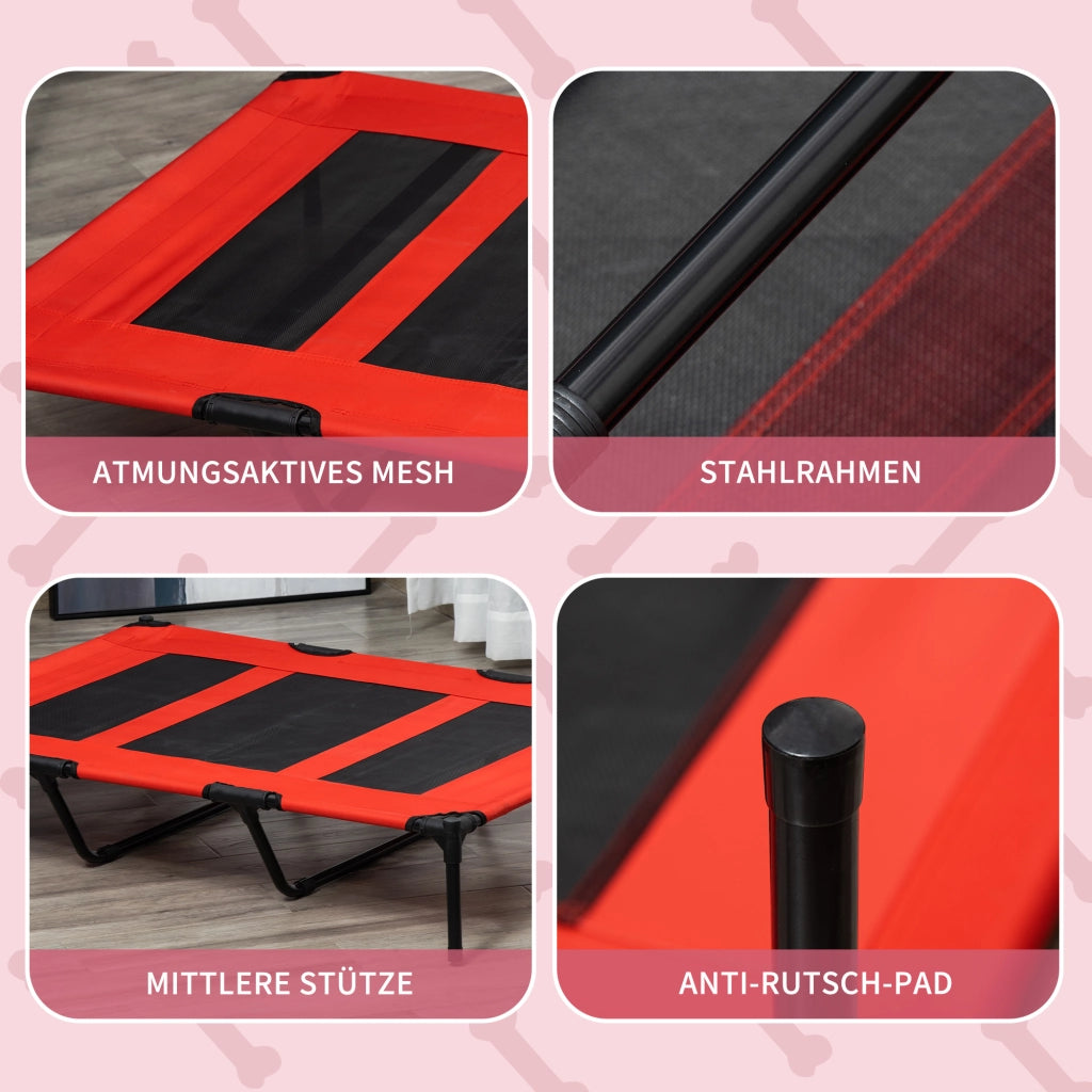 Letto per Cane Pieghevole Esterno ¨C Zephmum ¨C Rosso Nero 122x92x23 cm