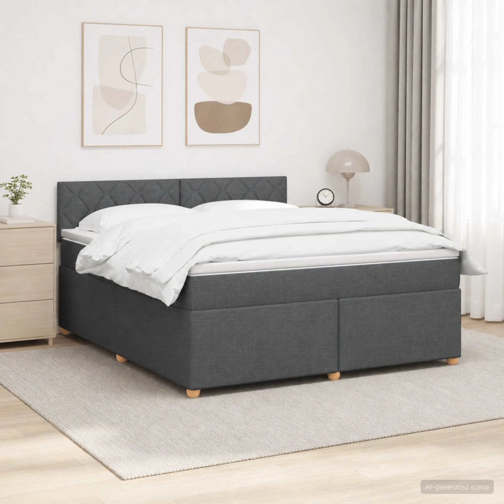 Letto box spring con materasso Grigio Scuro 140 x 190 cm 3452423