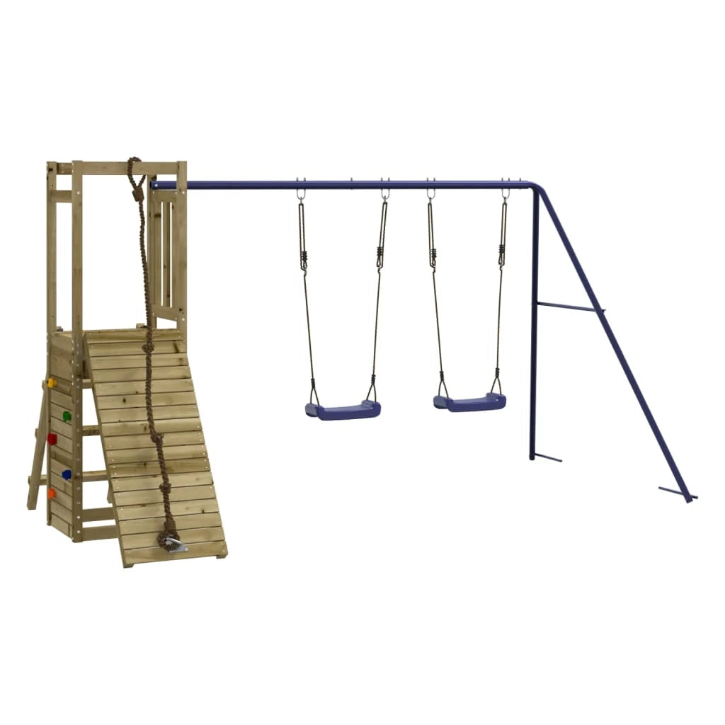 Altalene per parco giochi all'aperto scivolo altalene robuste giochi da giardino 308 x 184 x 169 cm legno di pino impregnato 02_0004658