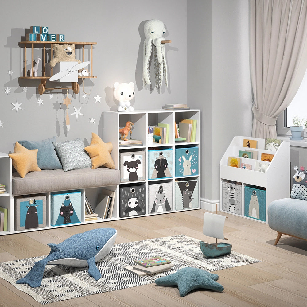 Vicco Libreria bambini Bianco 104 x 108 cm con 6 scatole pieghevoli