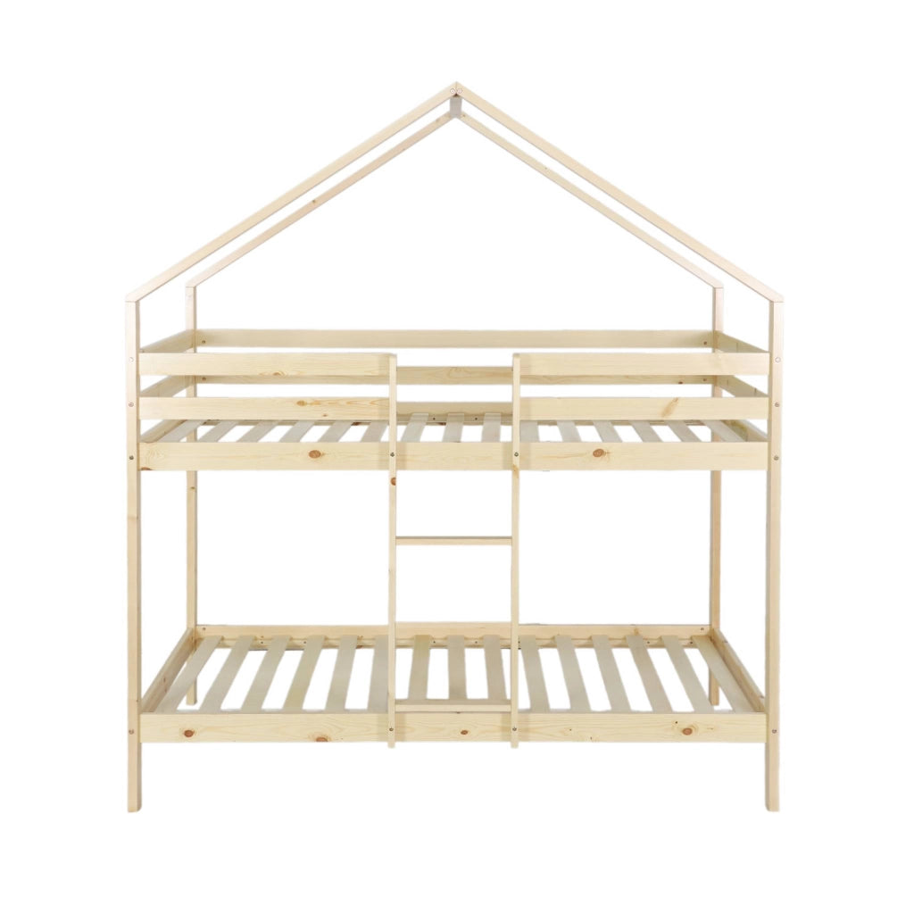 Letto a castello per bambini a forma di capanna 190cm in pino
