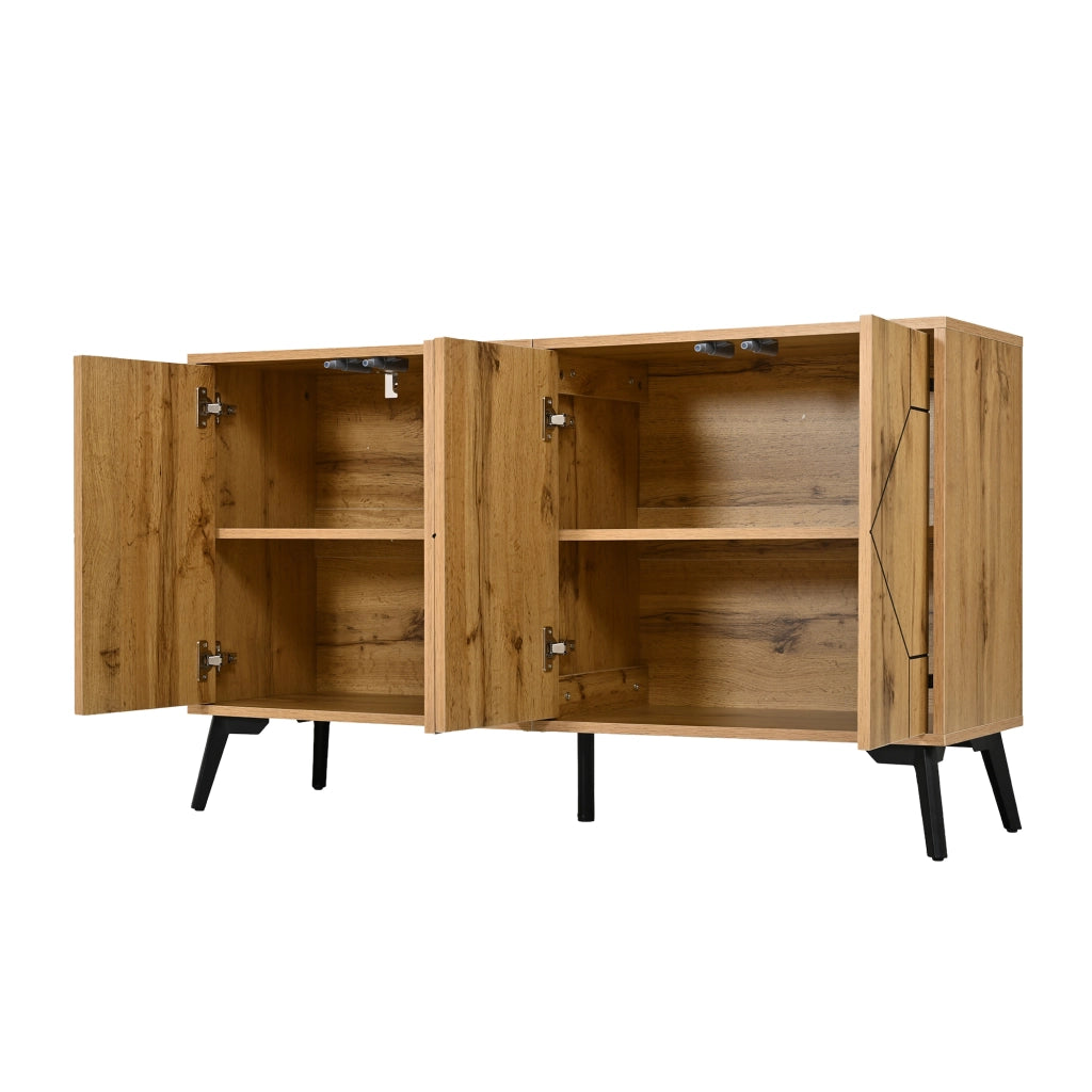 Credenza MDF 120 cm Mobile Buffet Legno a 4 Ante con Sistema Push Pull