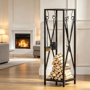 Pratico supporto per legna da ardere, porta legna multifunzionale, robusto porta legna da ardere