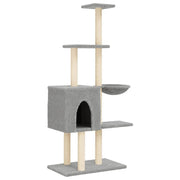 Tiragraffi per gatti torre per arrampicata giocattolo piattaforma per arrampicata con tiragraffi in sisal leggero 145 cm grigio 02_0022570