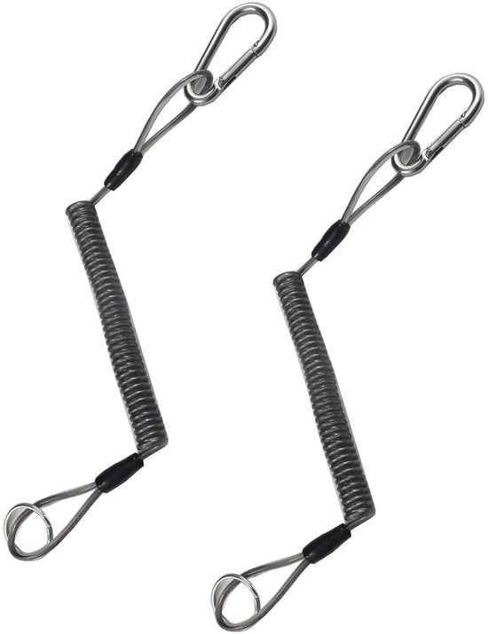 Hanger per chiave 2 pezzi - Hanger per chiave con gancio a pistola - Leggero e compatto - Forte e resistente ai abrasivi - Spira di acciaio flessibile - Sicuro da fissare