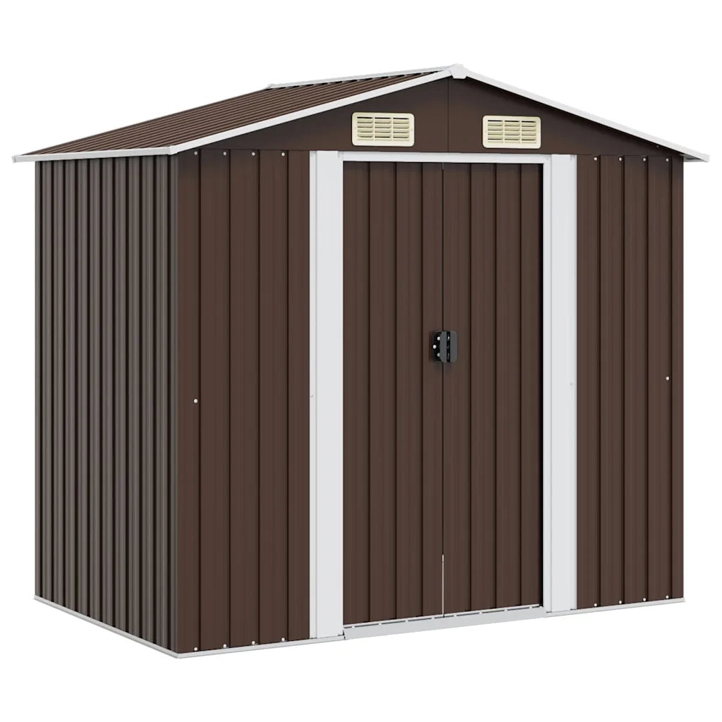 Capanno Attrezzi da Giardino Marrone 204x132x186 cm in Acciaio cod mxl 51693