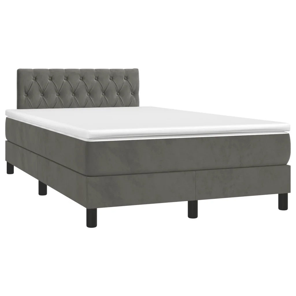 Giroletto a Molle con Materasso Grigio Scuro 120x200 cm Velluto 3141474