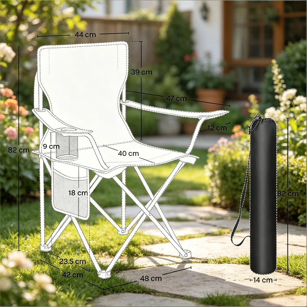 SEDIA PIEGHEVOLE DA CAMPEGGIO 47 x 76 x 80,5 cm Nera Set da 2 pezzi