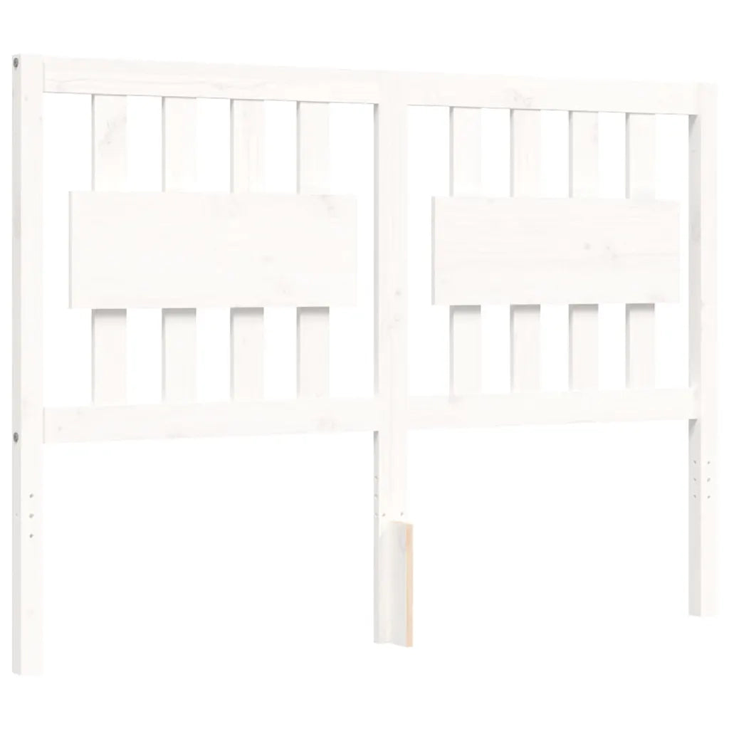 Giroletto con Testiera-Struttura Letto con testiera Bianco Double in Legno Massello 122392