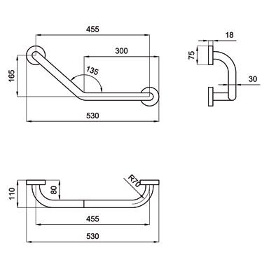 Maniglione di sicurezza in acciaio curvo