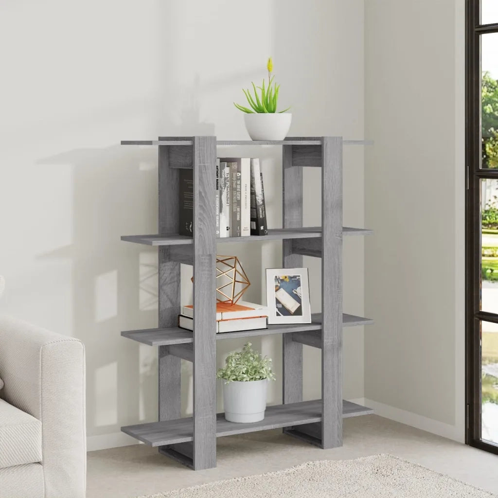 Libreria Divisorio-Scaffale per Libri-Mobile di Stoccaggio Grigio Sonoma 100x30x123,5 cm
