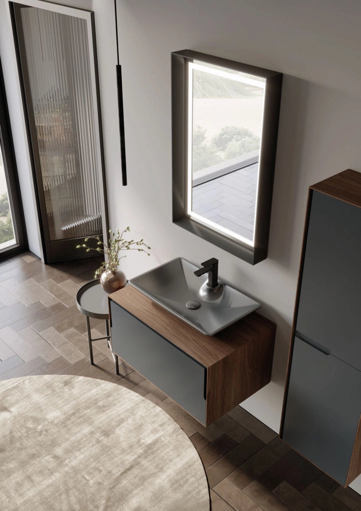 Mobile lavabo "Craft 80" - 80 x 50 x 40 cm - Noce / Antracite