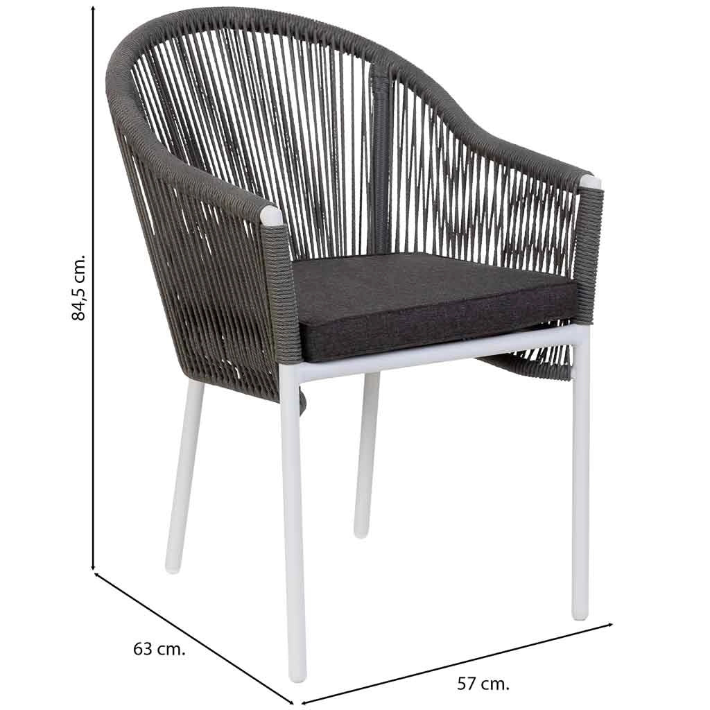 Sedia in rattan sintetico grigio 57x63x84,5