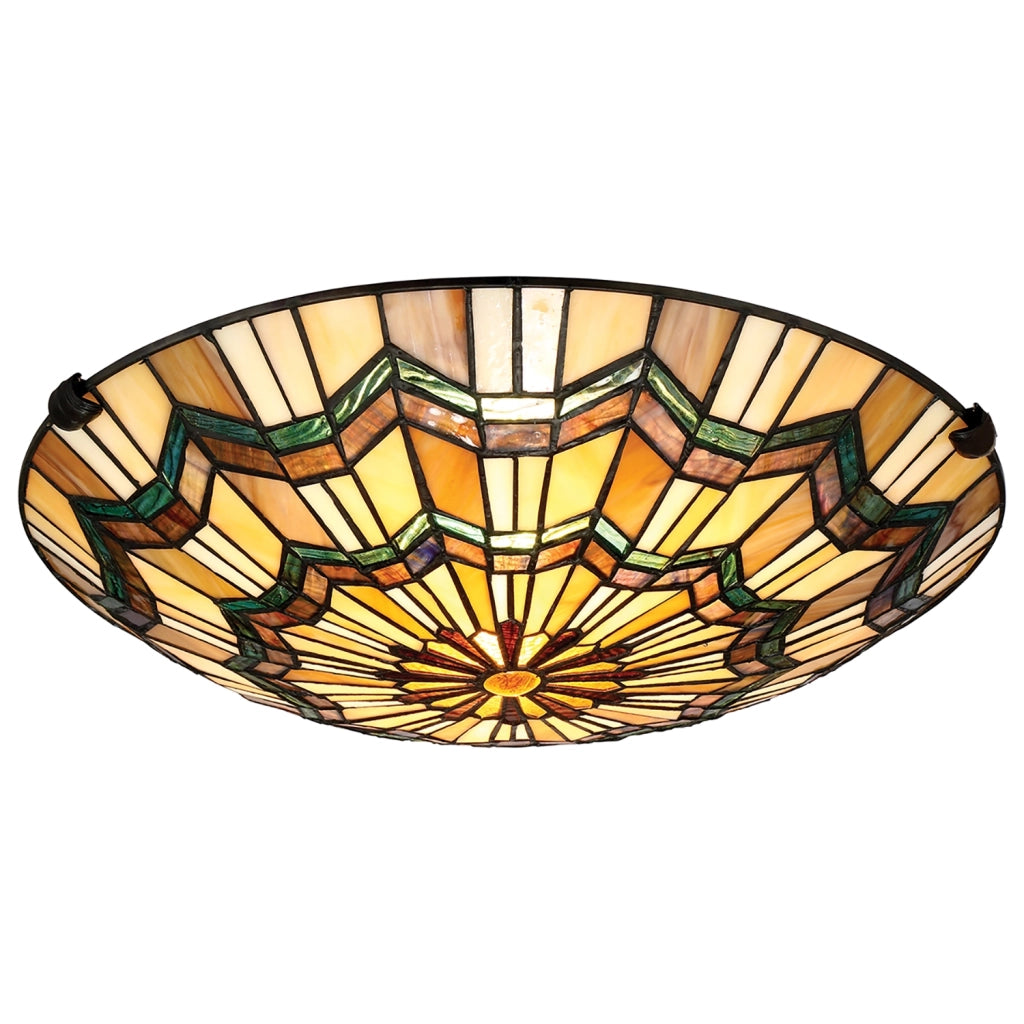Plafoniera Tiffany Alcott Acciaio Bronzo Valiant 2 Luci E27
