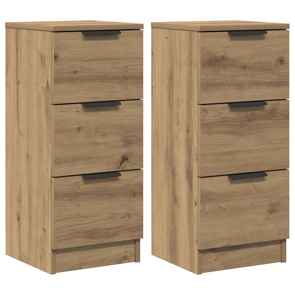 Credenze 2 pz Rovere Artigianale 30x30x70 cm Legno Multistrato 856958