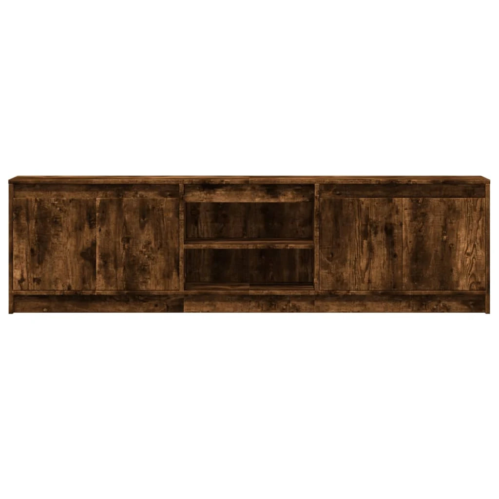 Mobile TV multimediale mensola TV credenza mobile TV per sala da pranzo soggiorno camera da letto con illuminazione a LED rovere affumicato 180 x 34 x 50 cm legno ingegnerizzato marrone 02_0026479