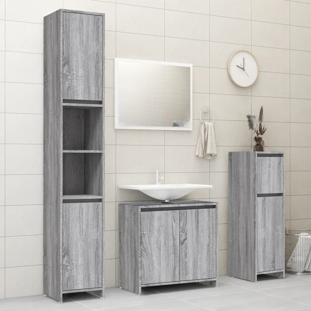 Armadietto Bagno | Armadio da bagno Grigio Sonoma 30x30x95 cm in Legno Multistrato