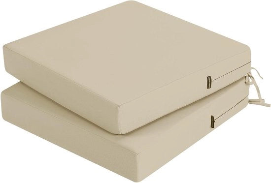 Set di cuscini per seduta impermeabili - comfort per seduta all'aperto - 2 pezzi - beige - 40 x 40 cm