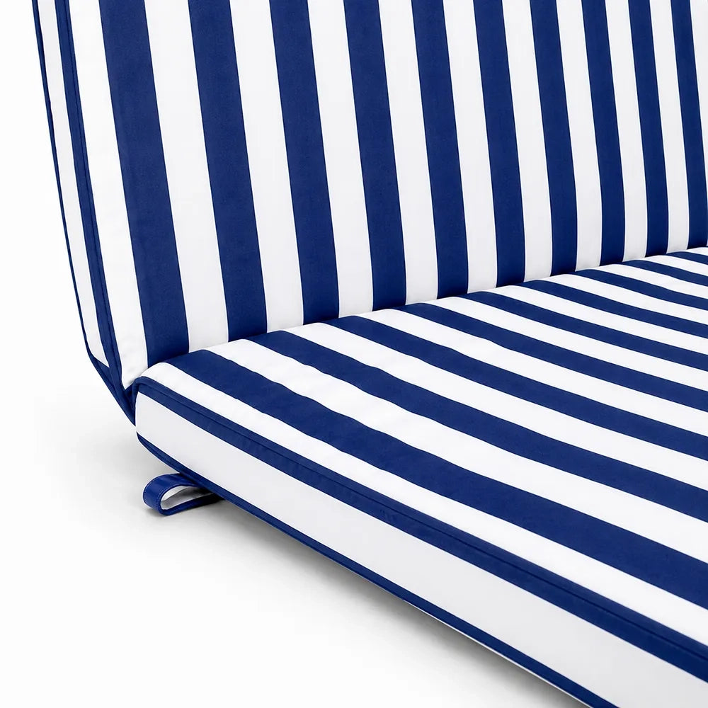 Cuscino per lettino da esterno 192x61 cm a righe con schienale reclinabile e velcro in poliestere – Blu/Bianco