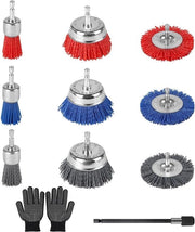 Set a 9 pezzi di pennelli a nylon per raschiare - pennello a nylon per forare - 150 mm manico a 6 facce - rimuovere la vernice anticorrosione