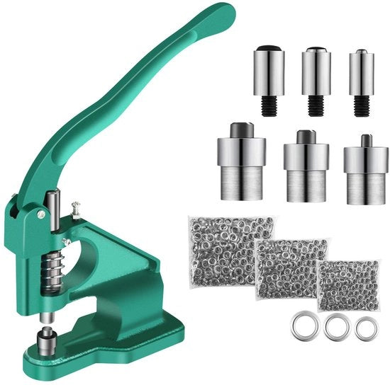 Impastatrice per occhielli - Set di pinze per occhielli - 3 matrici 6/10/12 mm - Ideale per lavori in pelle e artigianato - Adatto per diverse applicazioni