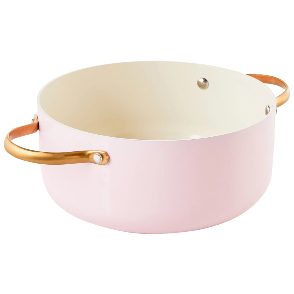 Set da cucina 7 pezzi e dimensioni con rivestimento in ceramica antiaderente in alluminio rosa