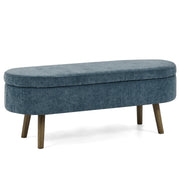 Panca contenitore ovale con coperchio ammortizzato e vano 20 L in chenille blu