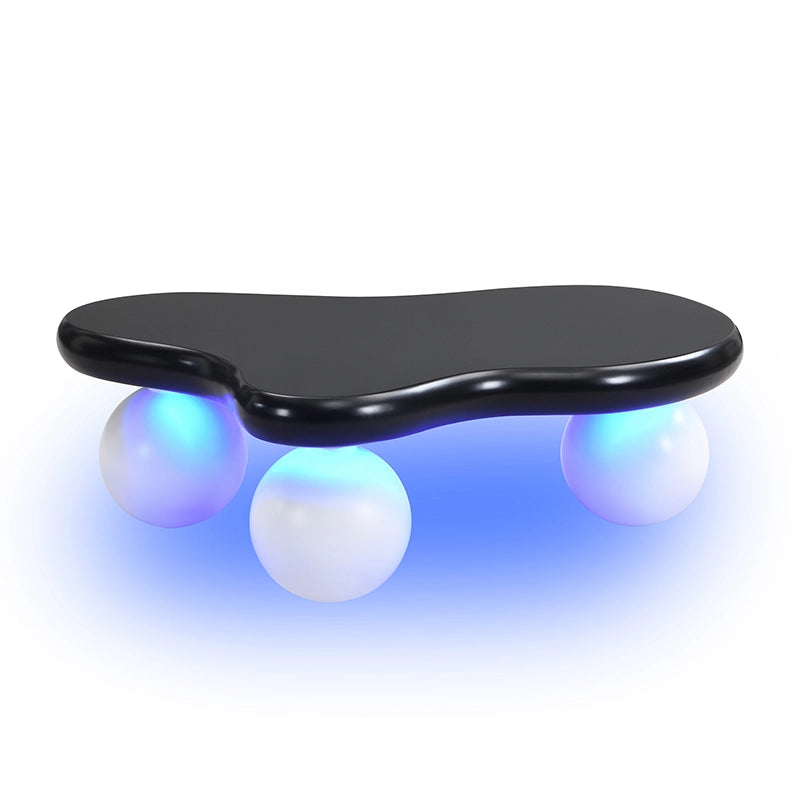 Tavolino Nuvola LED con 1 piano per soggiorno e camera dei bambini, in MDF, nero e bianco, 95 × 62,5 × 32 cm