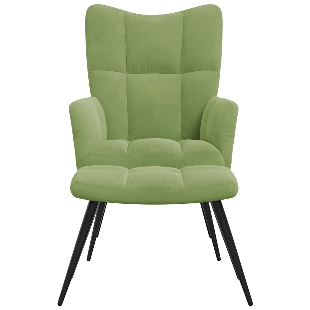 Poltrona Relax con Poggiapiedi Verde Chiaro in Velluto cod mxl 32662