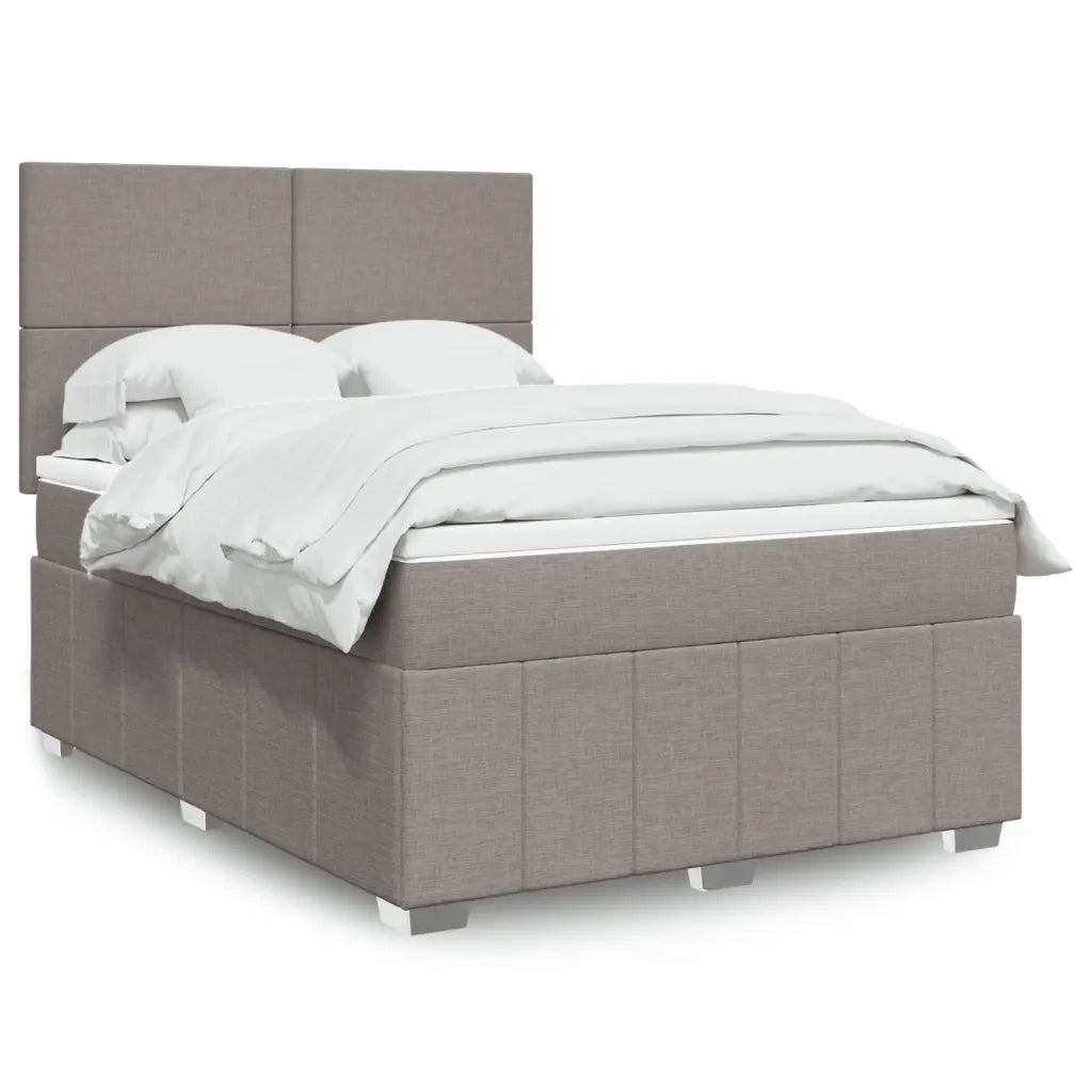 vidaXL Giroletto a Molle con Materasso Tortora 140x190 cm in Tessuto