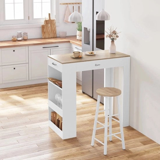 Isola Cucina Mobiliabile - Blocco Cucina Con Lavorazione - Isola Cucina/Banca - Tavolo - 100x100x50 Cm - Bianco/Caffellato