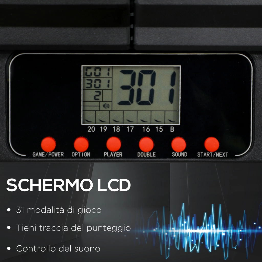 BERSAGLIO FRECCETTE ELETTRONICO CON 6 FRECCETTE E MONITOR LCD, 83X45X4 CM