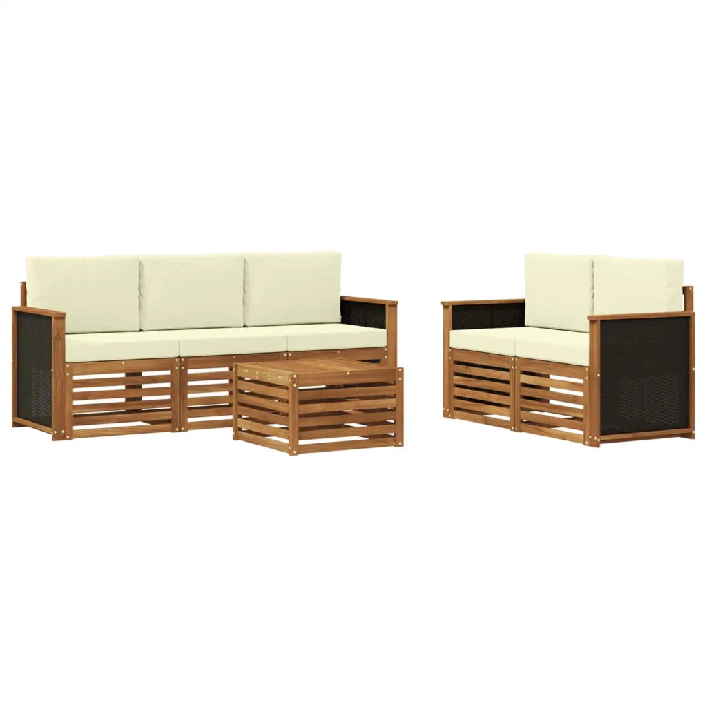 Set di divani da esterno 6 pz Naturale e Crema 3384011