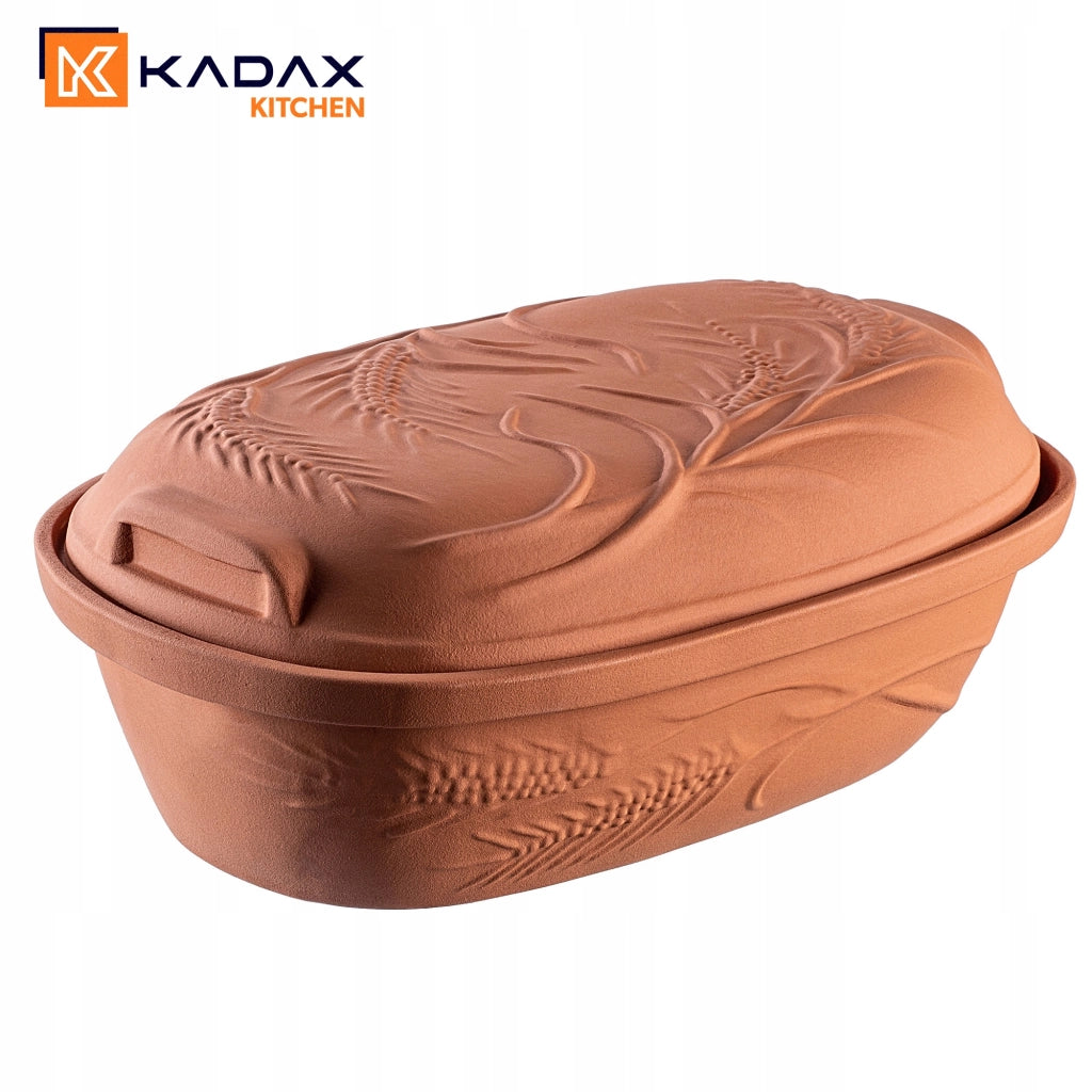 Vaso in terracotta KADAX Roman Clay Pot 4.5L, forma ovale grande con coperchio.