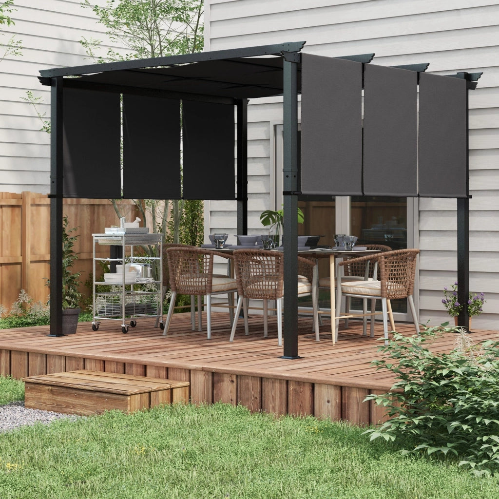 Cenador da Giardino 3x3 m ¨C zephmum ¨C Grigio Scuro Acciaio