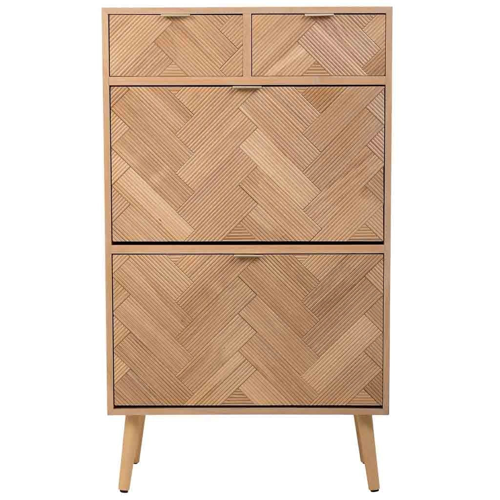 Scarpiera in legno con 2 ante e 2 cassetti marrone 70x32x120h cm