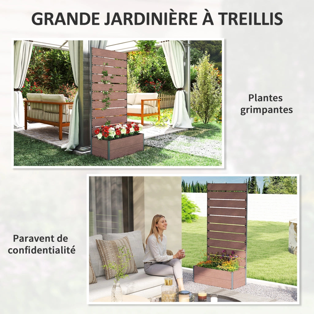 Fioriera con griglia per piante rampicanti ¨C zephmum ¨C marrone chiaro 72x38x150 cm