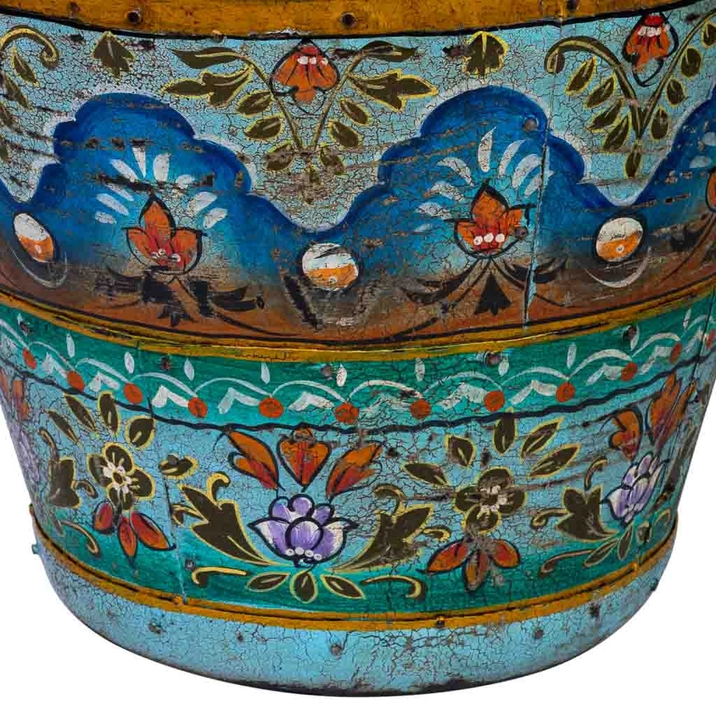 Vaso in metallo dipinto a mano 40x40x57h cm