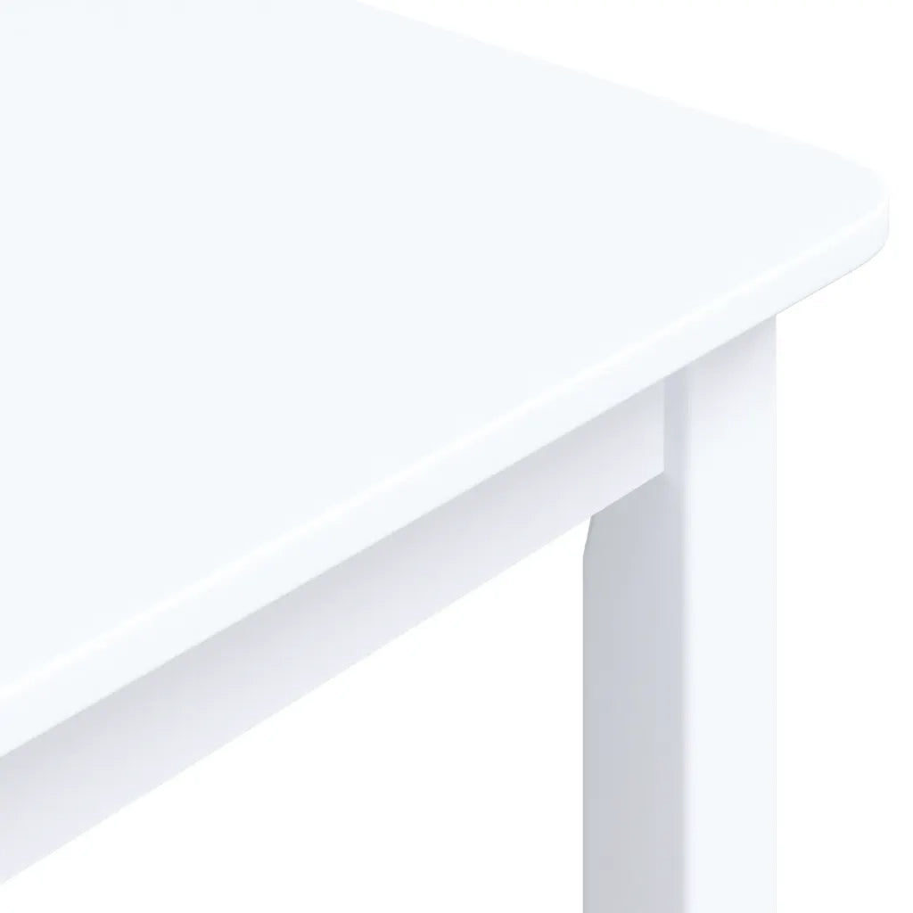 Tavolo da Pranzo Bianco 114x71x75cm in Legno Massello di Hevea 247362