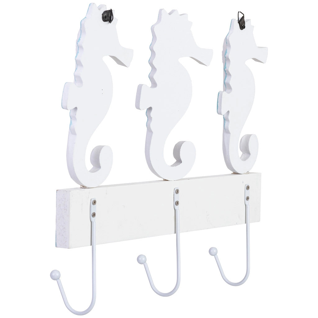 Appendiabiti parete legno 3 ganci bianco 34x5x28h cm
