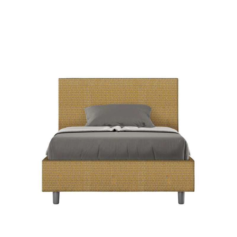 Letto imbottito 1 piazza e mezza 120x210 cm tessuto Labirinto Adele - Contenitore,Giallo