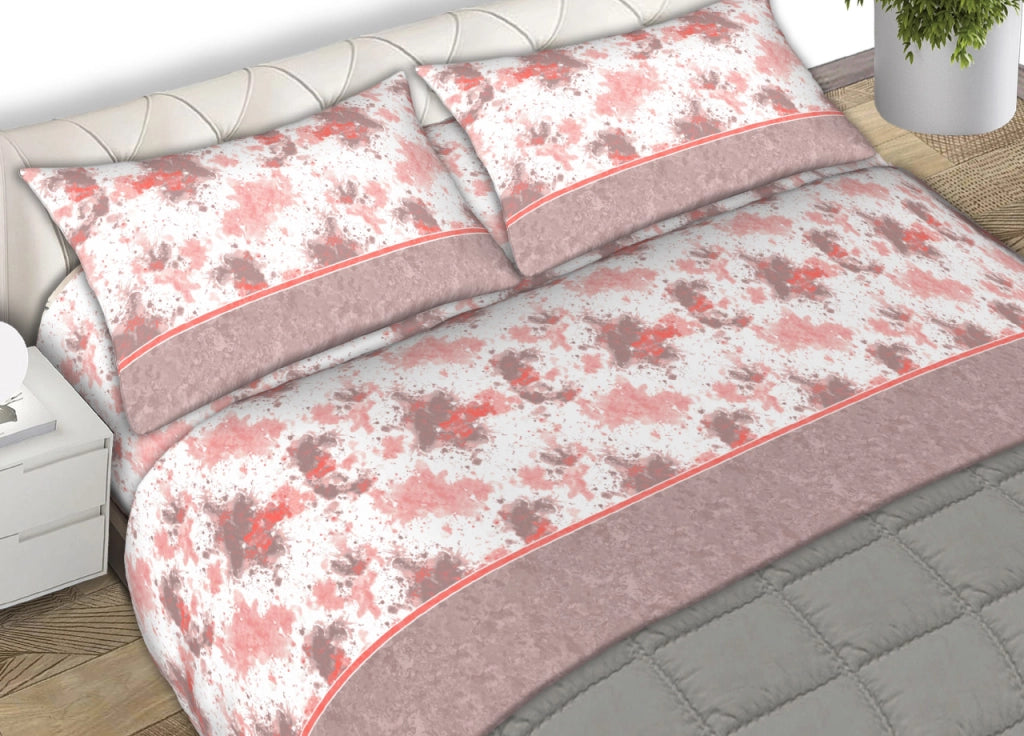 Completo Lenzuola In Morbida Flanella Made Italy Disegno Stain C.N - 2 Piazze - Rosa