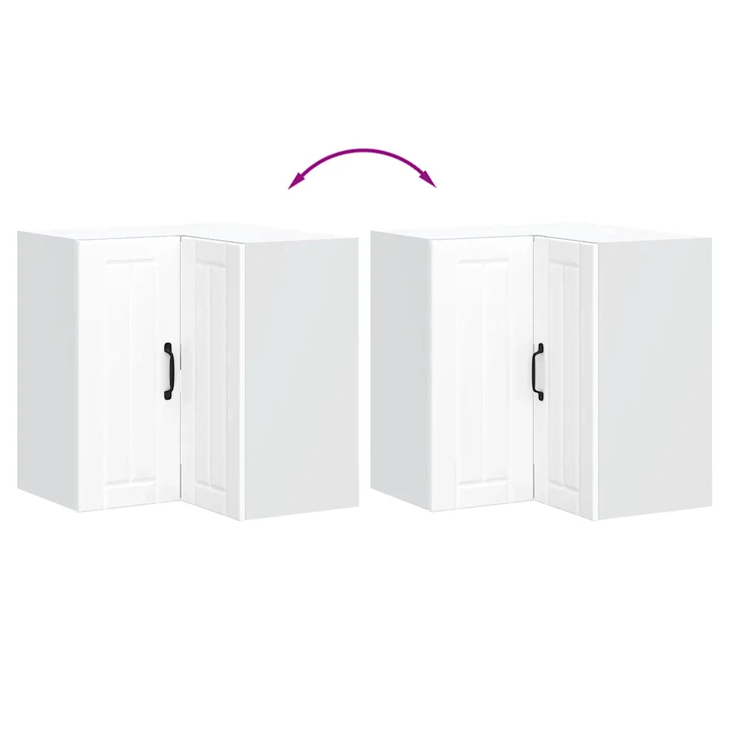 Pensile da Cucina ad Angolo-Mobile Cucina da Parete Lucca Bianco in Legno Multistrato